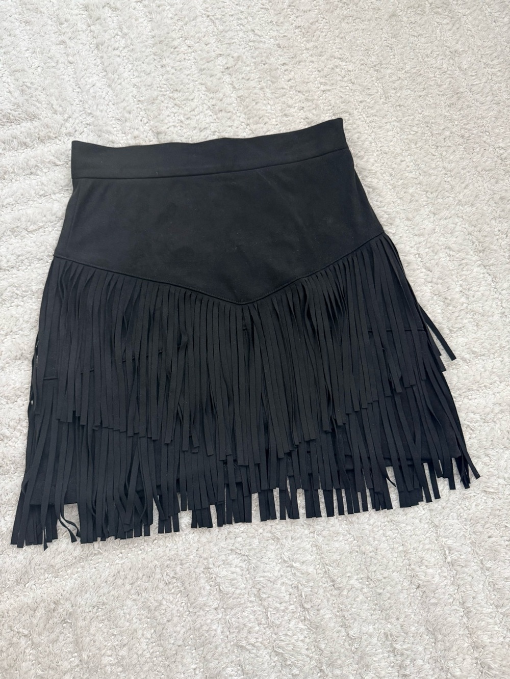 Altar’d State Women’s Black Fringe Suede Mini Skirt - Size XS